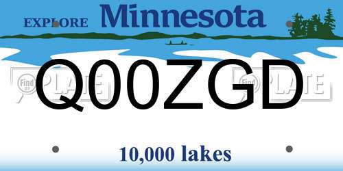 Q00ZGD Minnesota License Plate
