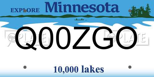 Q00ZGO Minnesota License Plate