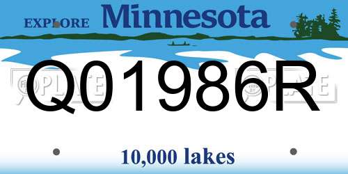 Q01986R Minnesota License Plate