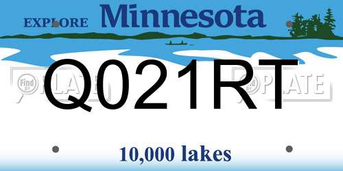 Q021RT Minnesota License Plate