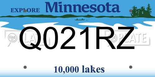 Q021RZ Minnesota License Plate