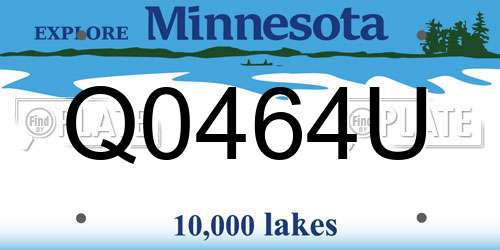 Q0464U Minnesota License Plate