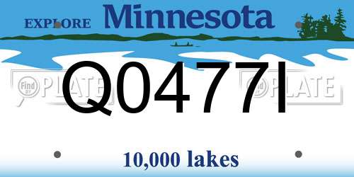 Q0477I Minnesota License Plate