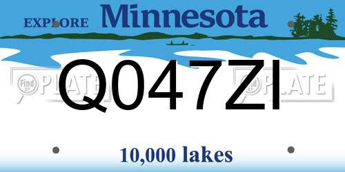 Q047ZI Minnesota License Plate
