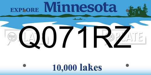 Q071RZ Minnesota License Plate