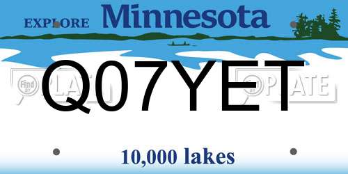 Q07YET Minnesota License Plate