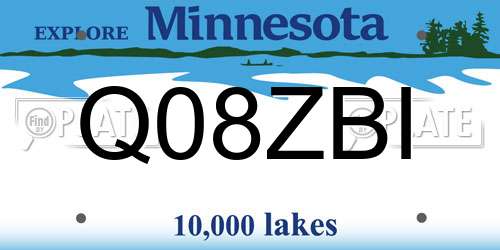 Q08ZBI Minnesota License Plate