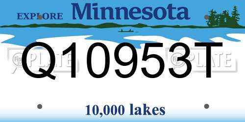 Q10953T Minnesota License Plate