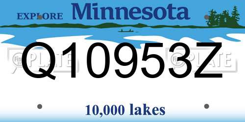Q10953Z Minnesota License Plate