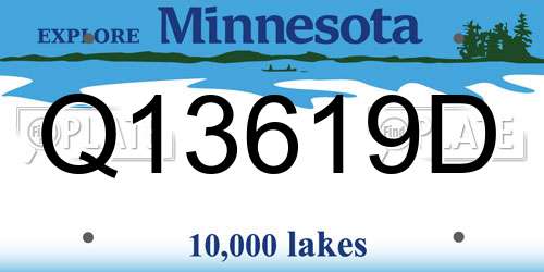 Q13619D Minnesota License Plate