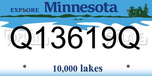 Q13619Q Minnesota License Plate