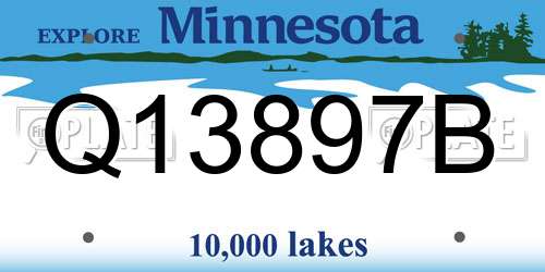 Q13897B Minnesota License Plate