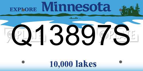 Q13897S Minnesota License Plate