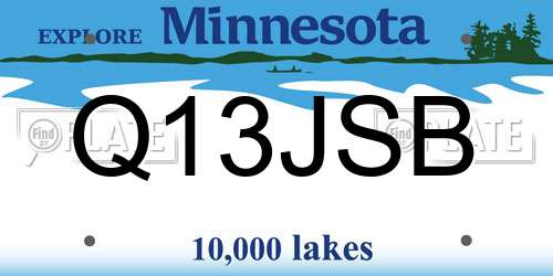 Q13JSB Minnesota License Plate
