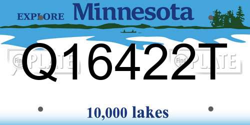 Q16422T Minnesota License Plate