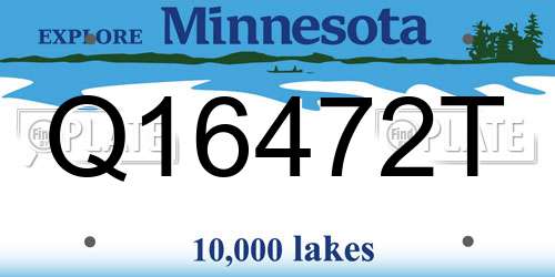 Q16472T Minnesota License Plate