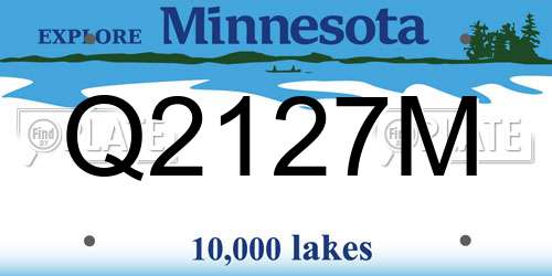 Q2127M Minnesota License Plate