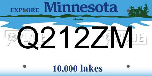 Q212ZM Minnesota License Plate