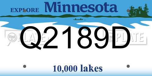 Q2189D Minnesota License Plate