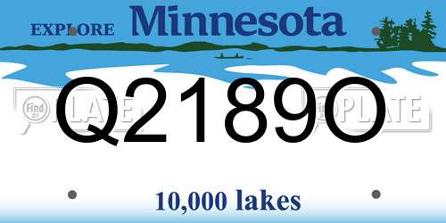Q2189O Minnesota License Plate