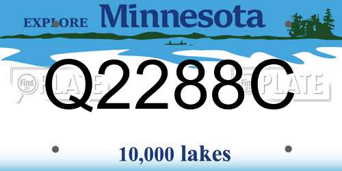 Q2288C Minnesota License Plate