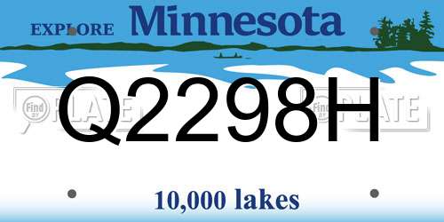 Q2298H Minnesota License Plate