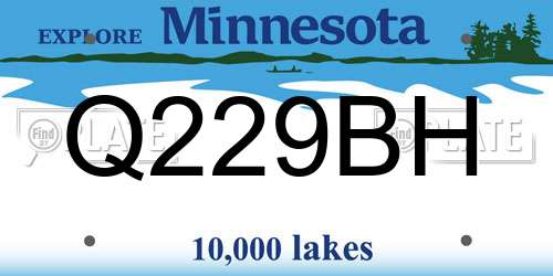 Q229BH Minnesota License Plate