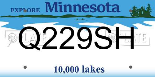 Q229SH Minnesota License Plate