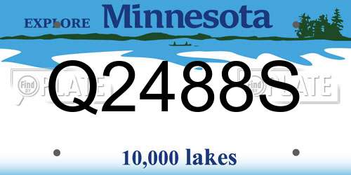 Q2488S Minnesota License Plate