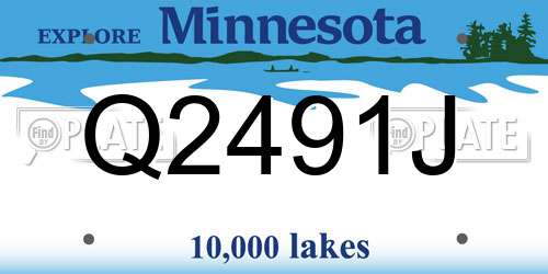 Q2491J Minnesota License Plate