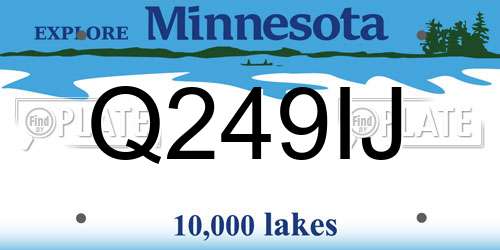 Q249IJ Minnesota License Plate