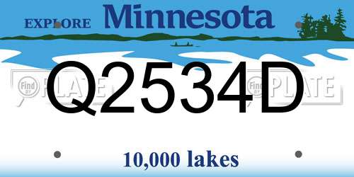 Q2534D Minnesota License Plate