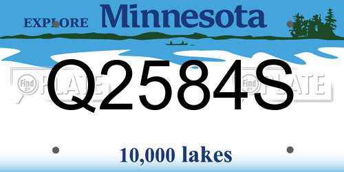 Q2584S Minnesota License Plate