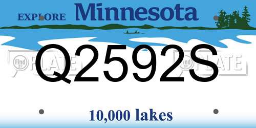 Q2592S Minnesota License Plate