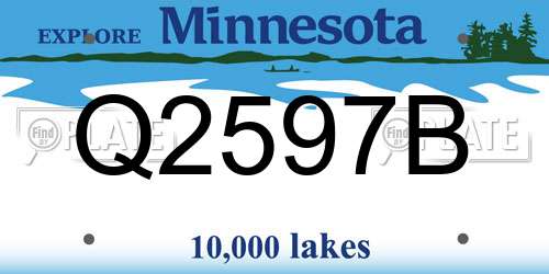 Q2597B Minnesota License Plate