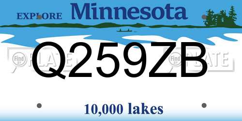 Q259ZB Minnesota License Plate
