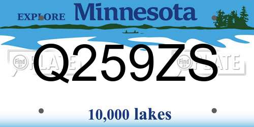 Q259ZS Minnesota License Plate