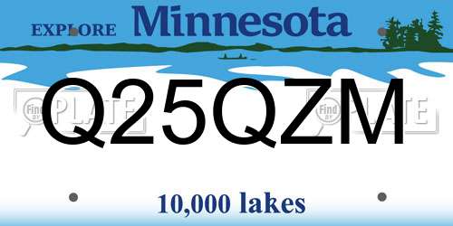 Q25QZM Minnesota License Plate