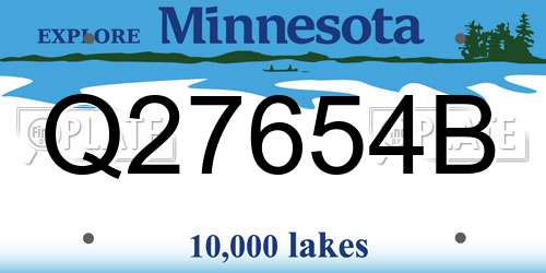 Q27654B Minnesota License Plate