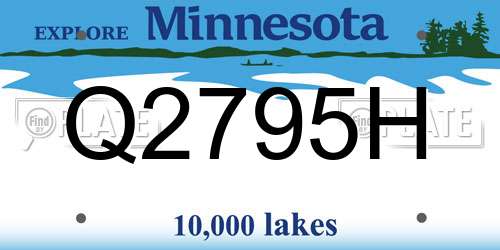 Q2795H Minnesota License Plate