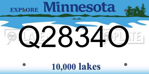 Q2834O Minnesota License Plate