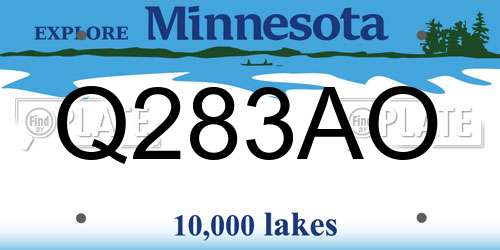 Q283AO Minnesota License Plate