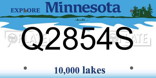 Q2854S Minnesota License Plate