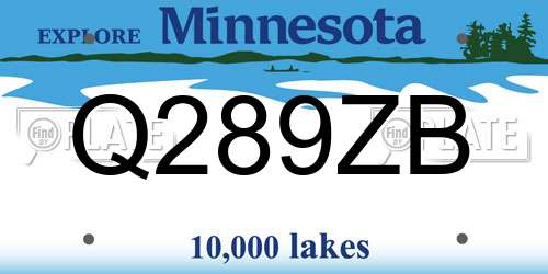 Q289ZB Minnesota License Plate