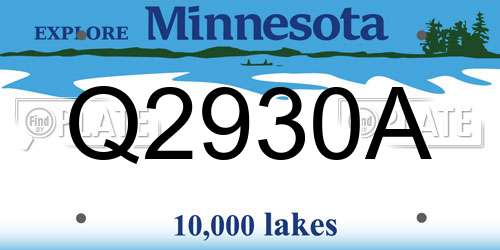 Q2930A Minnesota License Plate