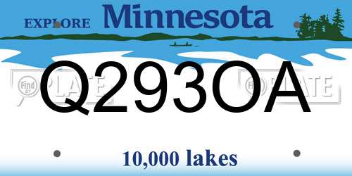 Q293OA Minnesota License Plate
