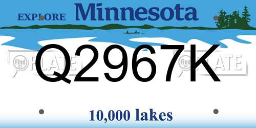Q2967K Minnesota License Plate