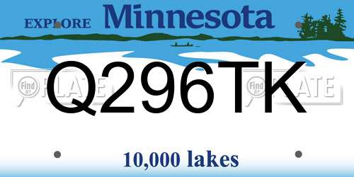 Q296TK Minnesota License Plate