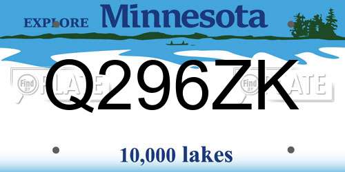 Q296ZK Minnesota License Plate