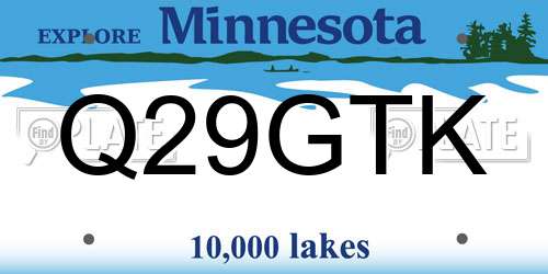 Q29GTK Minnesota License Plate